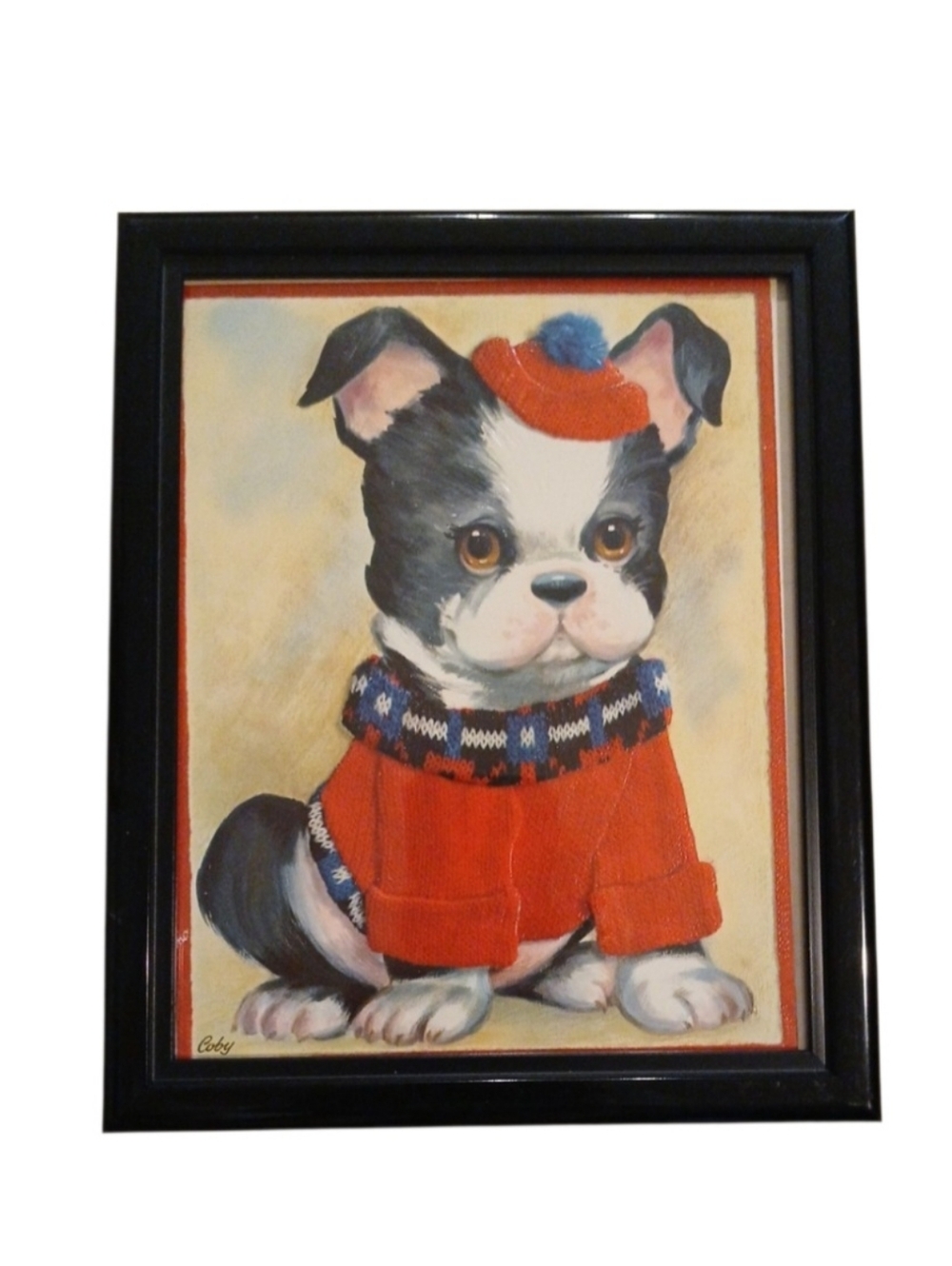 Framed Boston Terrier Puppy Birthday Card | Coby